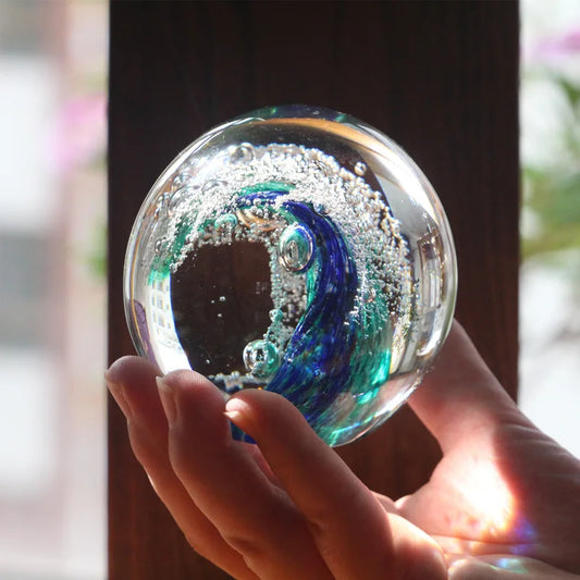 Ocean Wave Ball Glass Paperweight