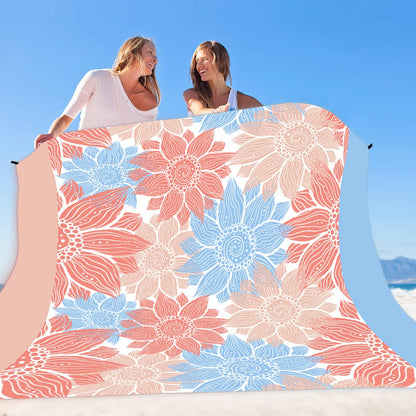 Large, Lightweight, Sand proof and  Waterproof Packable Beach  Blanket - Various Prints and Sizes with carrying pouch and spikes