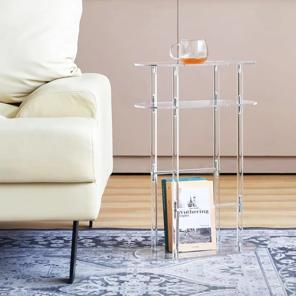 Narrow Acrylic Side Table - 3 Tiers & Round Edges