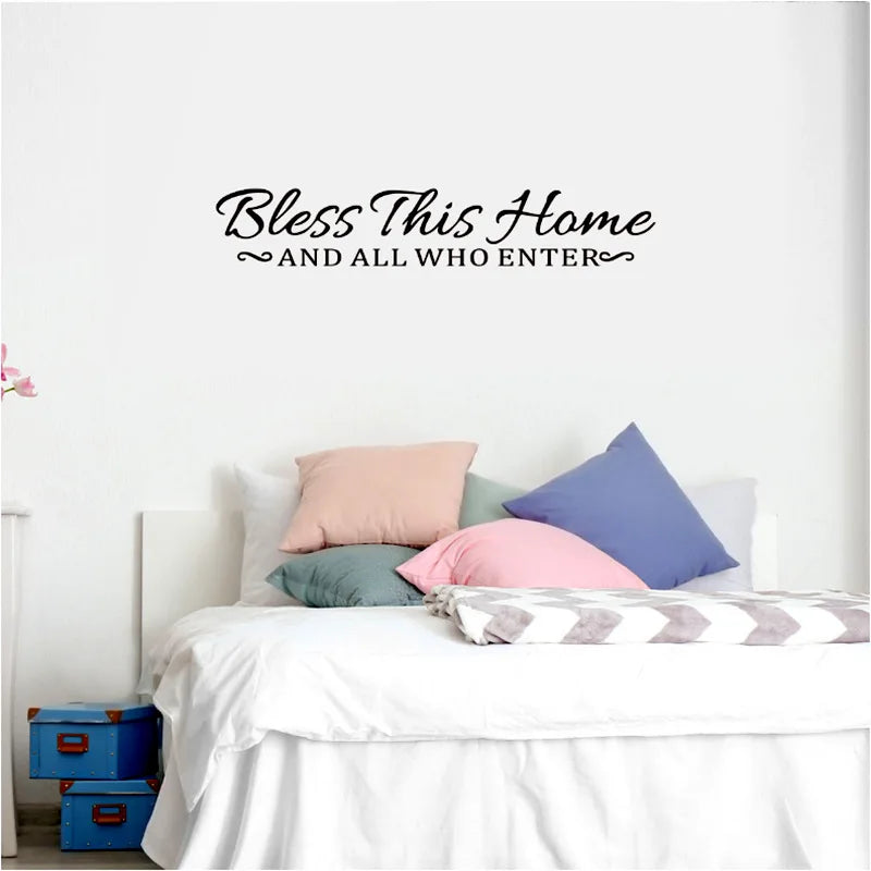 Christian Wall Sticker with Scripture Verse 
Bless This Home And All Who Enter