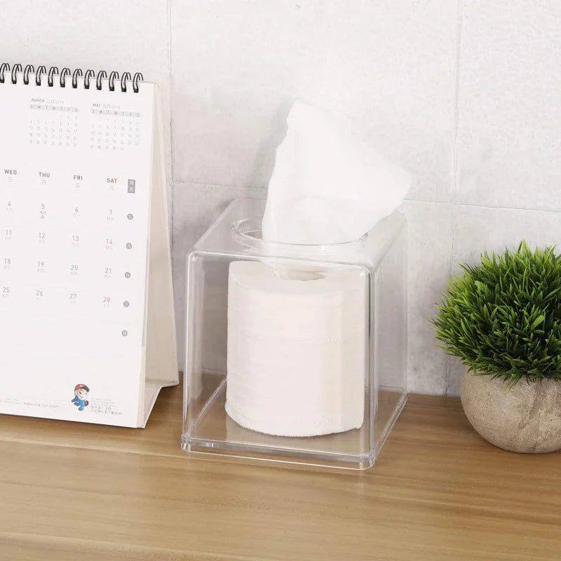 Creative Clear Square Acrylic Tissue Box Napkin Holder Desktop Acrylic Paper Towel Dispenser Tissue Box For Toilet Restaurant