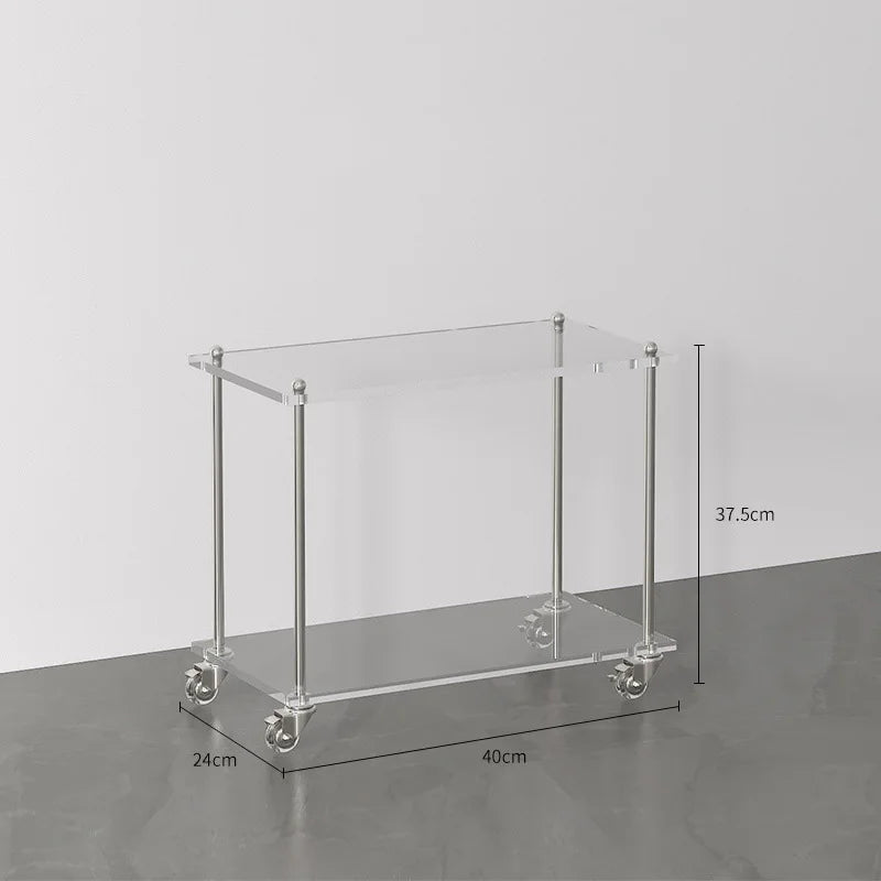 Acrylic Small Side Table with Shelves with or without Rollers