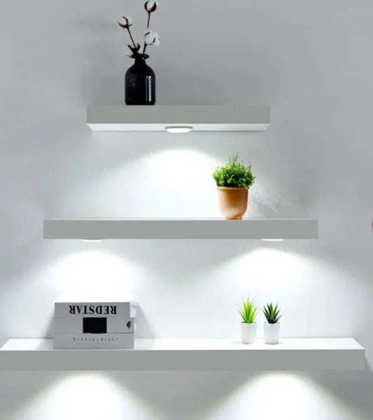 Solid Wood Floating Wall Mounted Shelve With Led Light