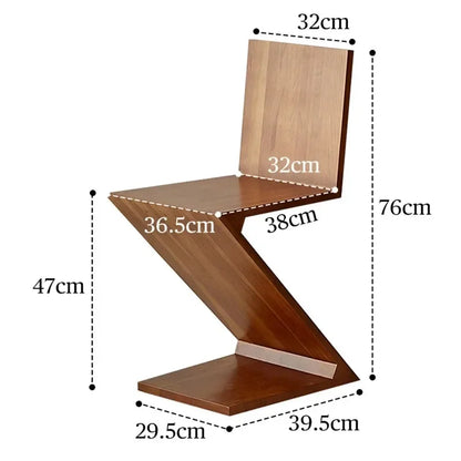 Solid Wood Z- Shaped Home Dining Chairs - Wood, Walnut or Black