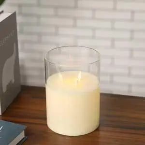 Flameless Battery Operated Flickering (Moving Wick) Candles with 6-Hour Timer Feature and Real Wax