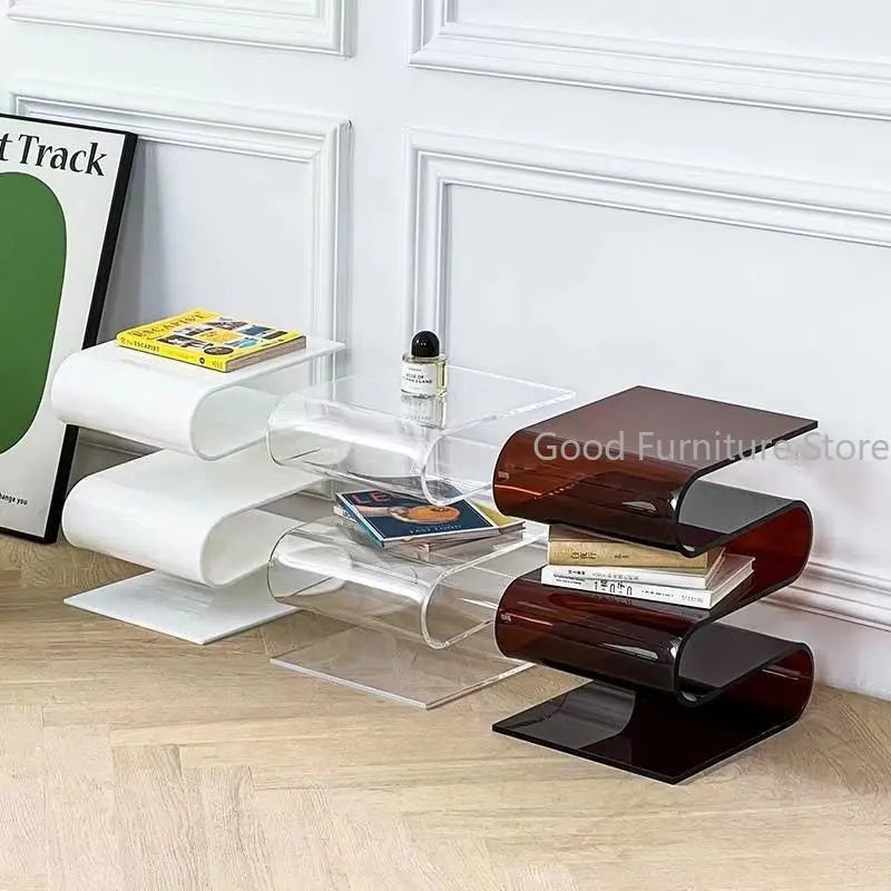 Transparent Acrylic End Table/Book Shelf  -  Transparent/Clear, Black, Brown or White