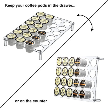 2-Pack 24-Slot Flat Acrylic Coffee Pod Holder, for Keurig K-Cups