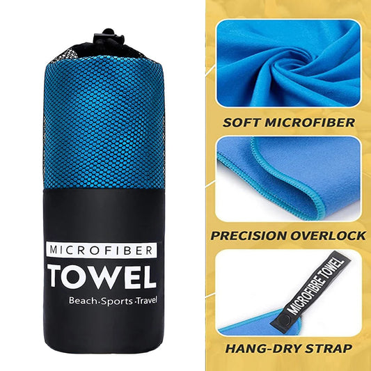 Quick-Drying Microfiber Towel with carrying pouch - Body or Hand Size