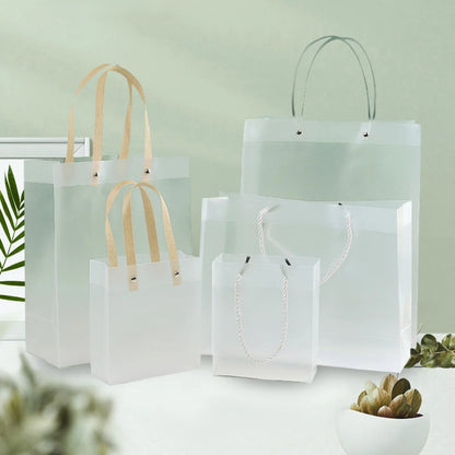 Transparent Frosted Gift Bag with Handles  -  Various Sizes and Styles - 10/20pcs