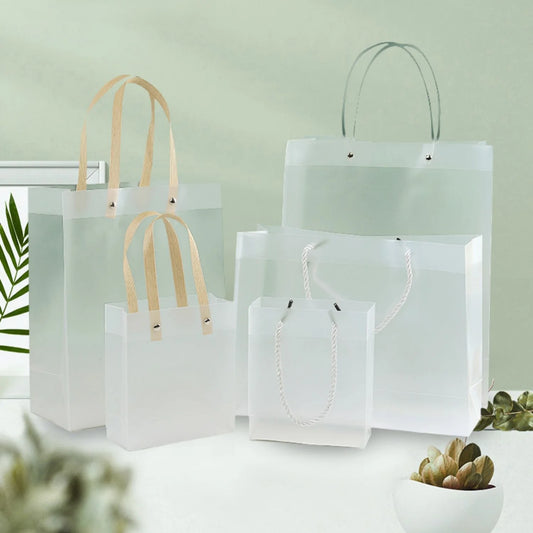 Transparent Frosted Gift Bag with Handles  -  Various Sizes and Styles - 10/20pcs